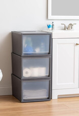 IRIS stapelbare plastic lades voor kleding, 40L, set van 3, donkergrijs, voor kast, slaapkamer, BC-NS-500D