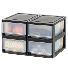 IRIS Opberglade, Plastic Bureau Opslagtoren, Set van 4, MSD-1, Zwart