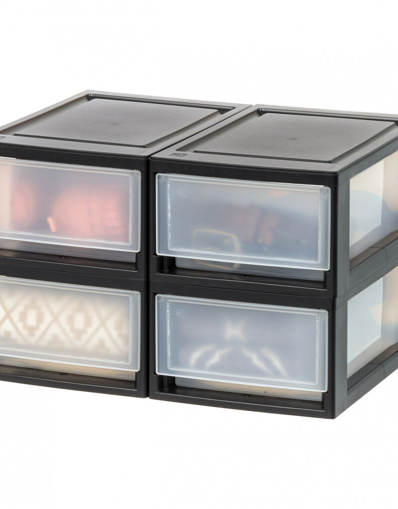 IRIS Opberglade, Plastic Bureau Opslagtoren, Set van 4, MSD-1, Zwart