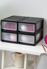 IRIS Opberglade, Plastic Bureau Opslagtoren, Set van 4, MSD-1, Zwart