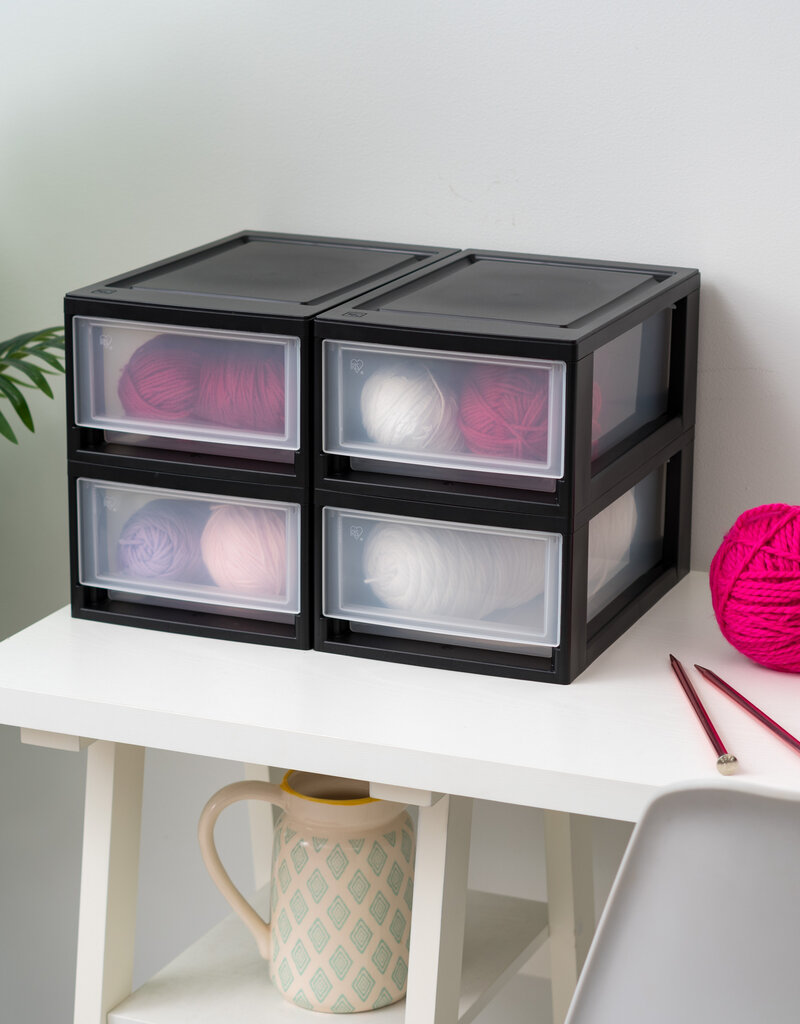 IRIS Opberglade, Plastic Bureau Opslagtoren, Set van 4, MSD-1, Zwart