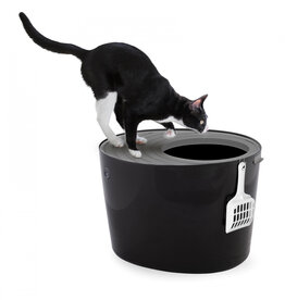 IRIS Gesloten kattenbak, schep inbegrepen, deksel voor katten, PUNT-530, Zwart