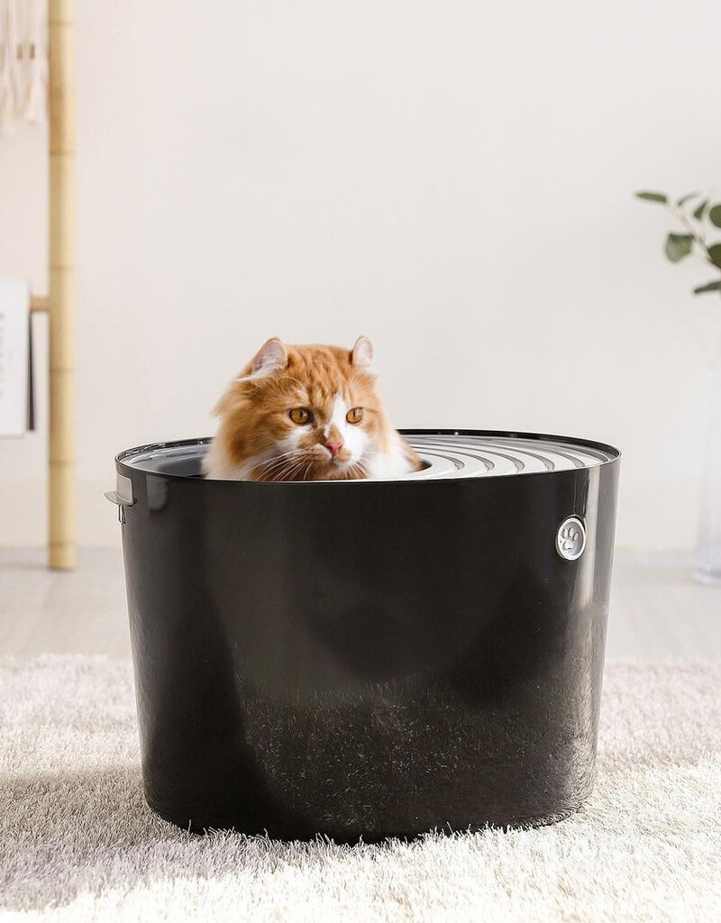 IRIS Gesloten kattenbak, schep inbegrepen, deksel voor katten, PUNT-530, Zwart