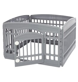 IRIS indoor play pen for dogs, outdoor with 8 panels and lockable door, H60cm, black, plastic, CI-608E