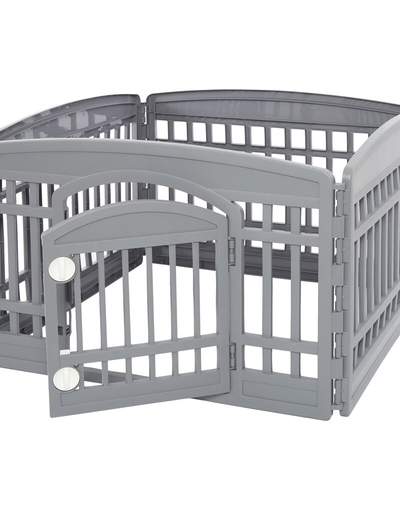 IRIS binnenspeelren voor honden, buiten met 8 panelen en afsluitbare deur, H60cm, zwart, plastic, CI-608E