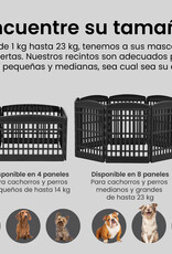 IRIS binnenspeelren voor honden, buiten met 8 panelen en afsluitbare deur, H60cm, zwart, plastic, CI-608E