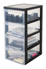IRIS A4 plastic opslagtoren op wielen, 4 lades middelgroot, zwart, DC-004