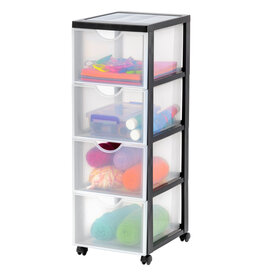 IRIS opslagtoren, plastic organizer, 4 grote lades, zwart, DDDC-304