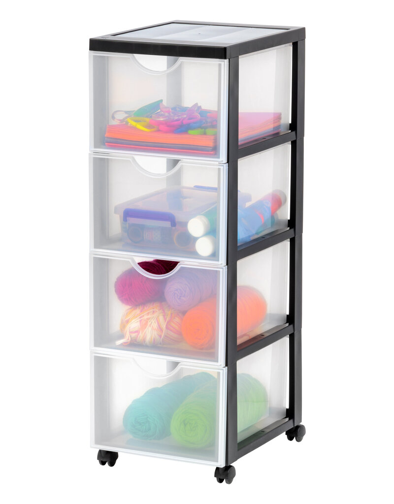 IRIS opslagtoren, plastic organizer, 4 grote lades, zwart, DDDC-304