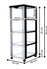 IRIS opslagtoren, plastic organizer, 4 grote lades, zwart, DDDC-304