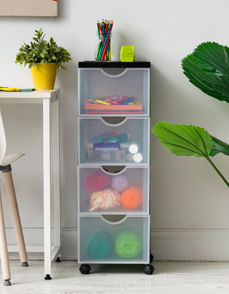 IRIS opslagtoren, plastic organizer, 4 grote lades, zwart, DDDC-304