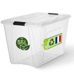 IRIS Plastic opbergdoos voor thuis, 55L, Unit, Clear, BSB-55