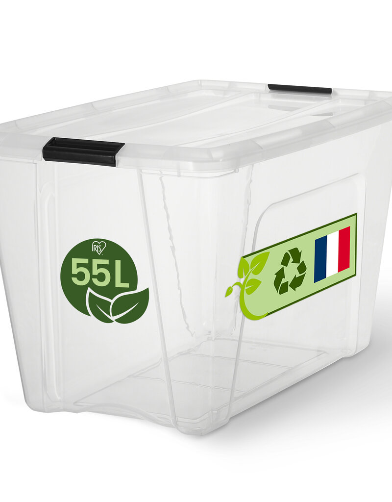 IRIS Plastic opbergdoos voor thuis, 55L, Unit, Clear, BSB-55