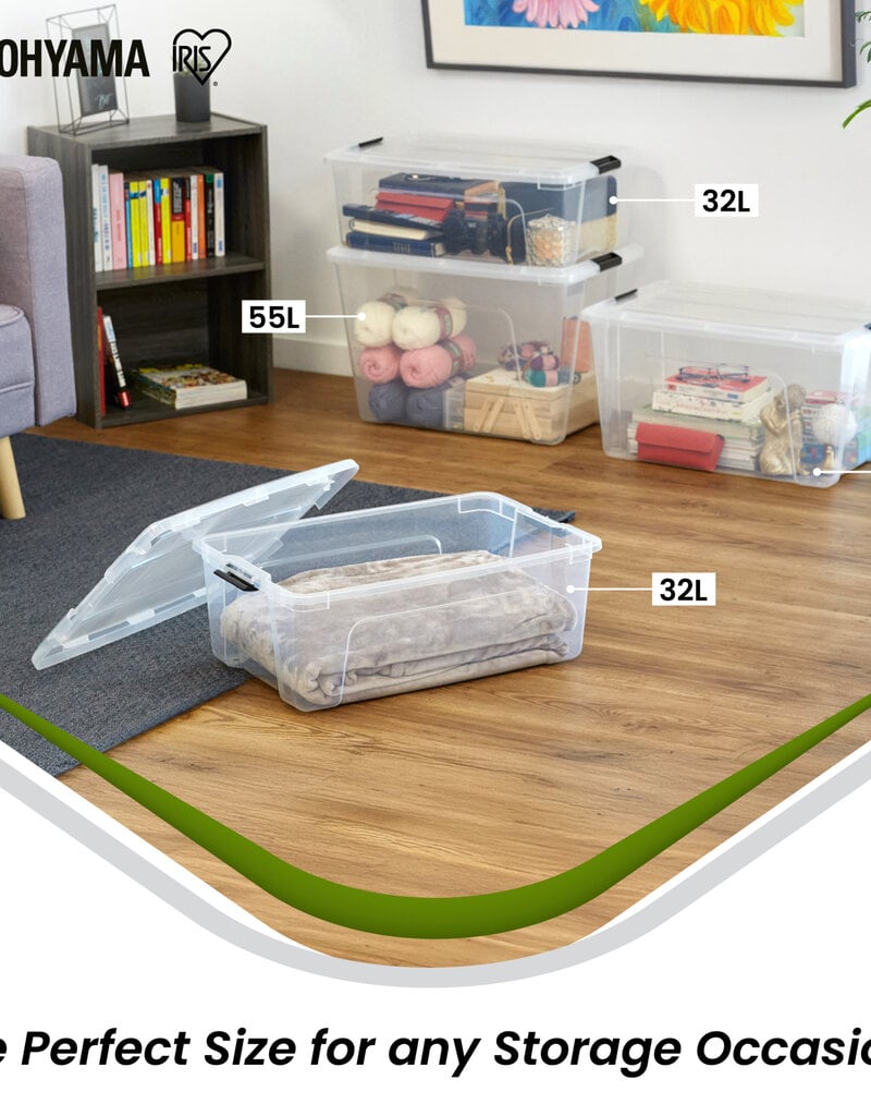 IRIS Plastic opbergdoos voor thuis, 55L, Unit, Clear, BSB-55