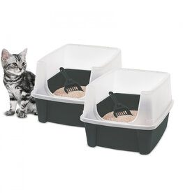 IRIS 2-pack, kattenbak, met hoge zijkanten, voor katten, CLH-12, grijs