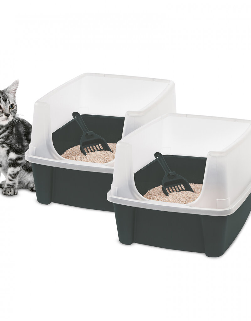 IRIS 2-pack, kattenbak, met hoge zijkanten, voor katten, CLH-12, grijs