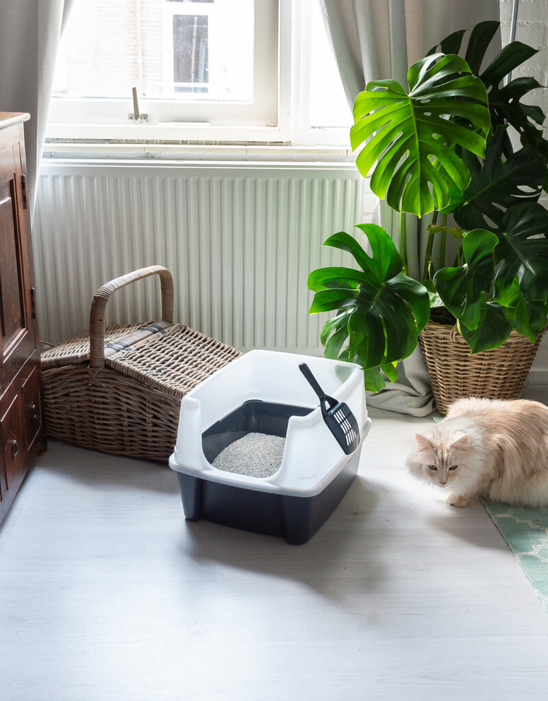 IRIS 2-pack, kattenbak, met hoge zijkanten, voor katten, CLH-12, grijs