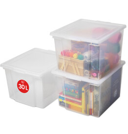 IRIS Multifunctional Storage Boxes, 30L, 3-pack, transparent, USB-M