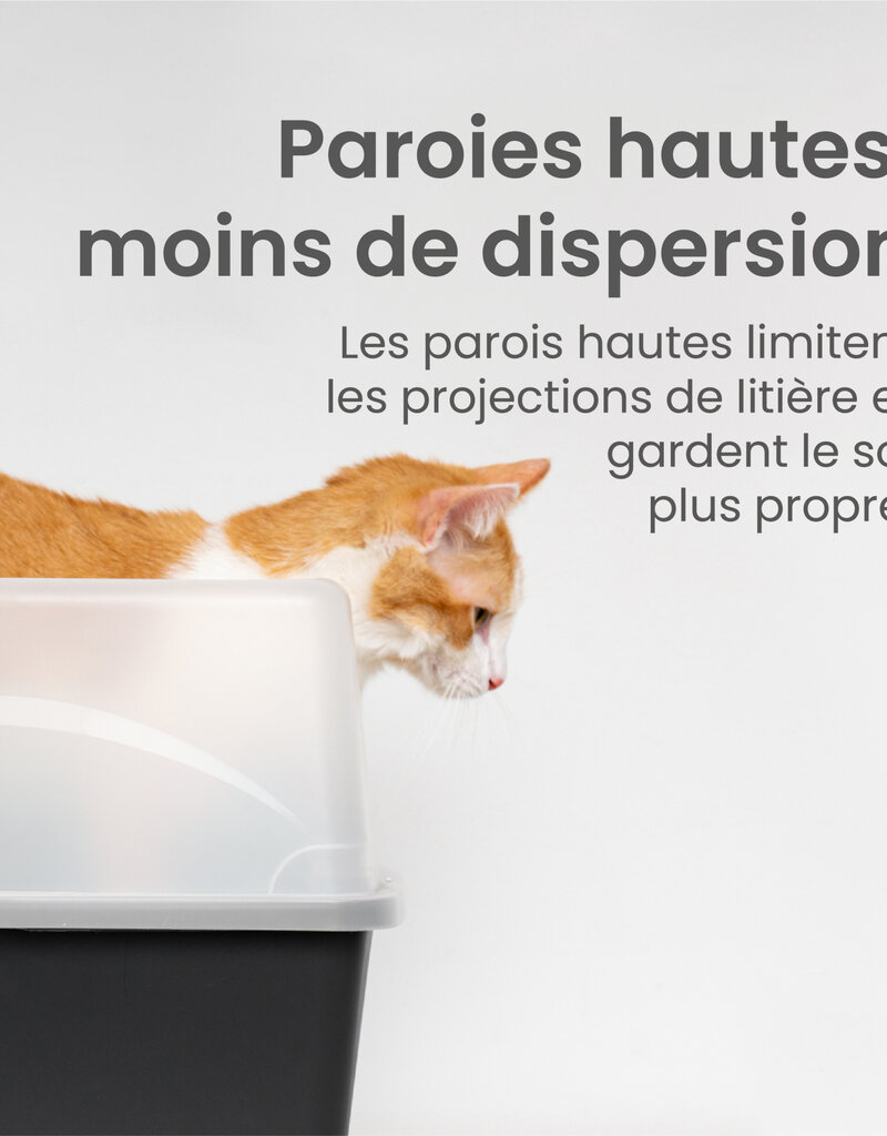 IRIS kattenbak met schop, zwart, makkelijk schoon, lekvrij, voor volwassen katten, kittens, DDCLH-12