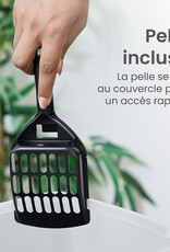 IRIS kattenbak met schop, zwart, makkelijk schoon, lekvrij, voor volwassen katten, kittens, DDCLH-12