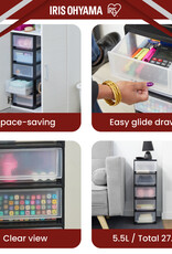 IRIS plastic opslagtoren, 5 7L lades, zwart, stapelbaar, badkamer, kleine doe-het-zelf, MSD-1