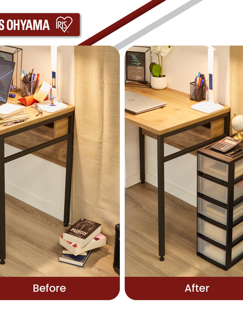 IRIS plastic opslagtoren, 5 7L lades, zwart, stapelbaar, badkamer, kleine doe-het-zelf, MSD-1