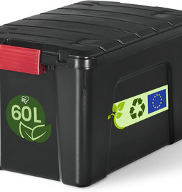 IRIS zware plastic opslagkoffer, 60L, Eenheid, zwart, SIA-60