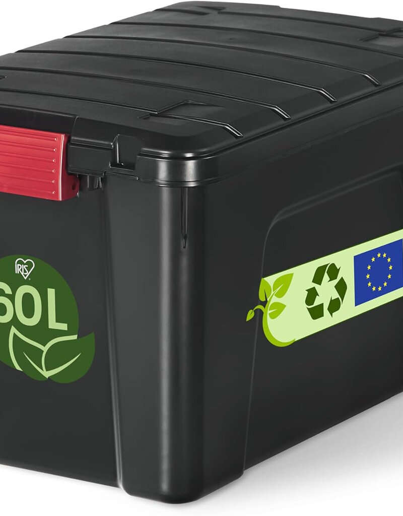 IRIS zware plastic opslagkoffer, 60L, Eenheid, zwart, SIA-60
