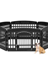 IRIS Binnenspeelren voor honden, Buiten met 6 panelen en afsluitbare deur, H60cm, Zwart, Plastic, CI-606E