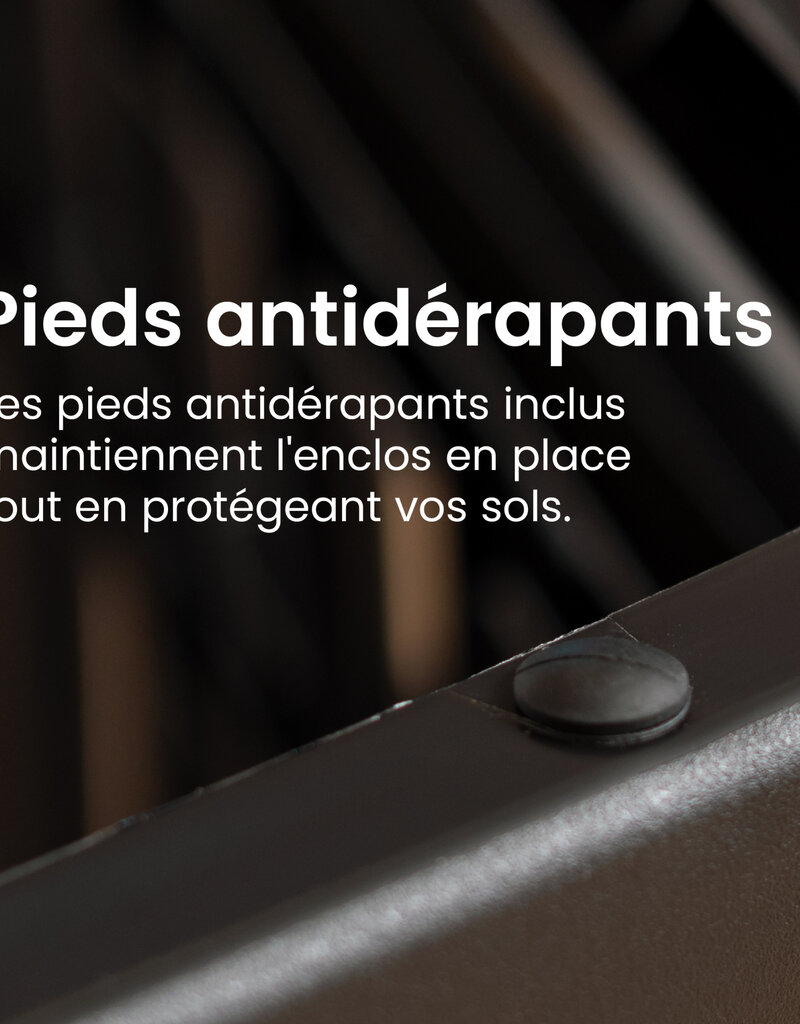 IRIS Binnenspeelren voor honden, Buiten met 6 panelen en afsluitbare deur, H60cm, Zwart, Plastic, CI-606E