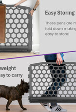 IRIS binnen- en buitenhondenbox, 4 panelen, bijtbestendig, H58cm, grijs, plastic, CI-584HC