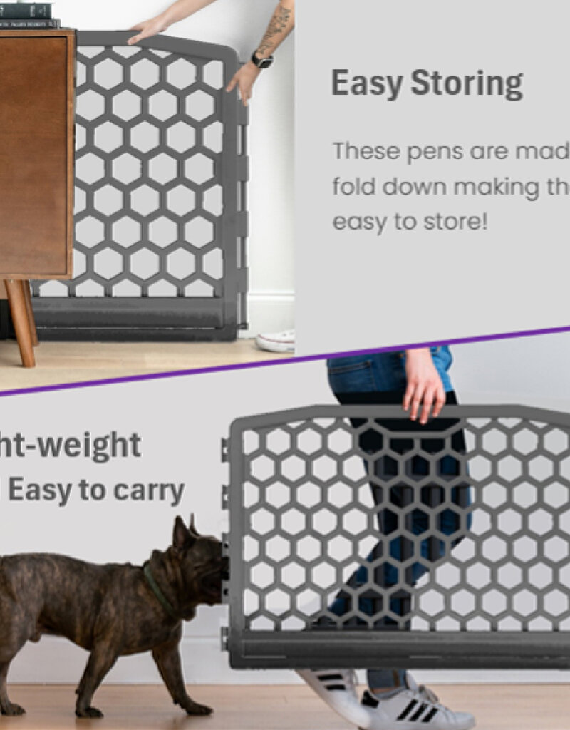 IRIS binnen- en buitenhondenbox, 4 panelen, bijtbestendig, H58cm, grijs, plastic, CI-584HC