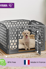 IRIS binnen- en buitenhondenbox, 4 panelen, bijtbestendig, H58cm, grijs, plastic, CI-584HC