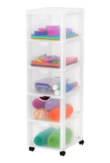 IRIS plastic opbergtoren op wielen, 5 grote lades, wit, DDDC-305