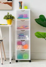 IRIS plastic opbergtoren op wielen, 5 grote lades, wit, DDDC-305