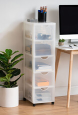 IRIS plastic opbergtoren op wielen, 5 grote lades, wit, DDDC-305