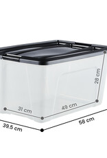 IRIS Plastic Opbergdozen met deksel, 45L, Set van 6, Zwart, NTB-45