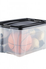 IRIS Plastic Opbergdozen met deksel, 45L, Set van 6, Zwart, NTB-45