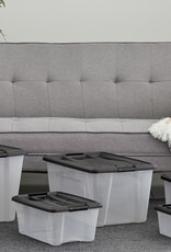 IRIS Plastic Opbergdozen met deksel, 45L, Set van 6, Zwart, NTB-45