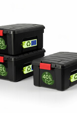 IRIS Duurzame Plastic Opbergkoffer, 40L, Set van 3, Zwart, SIA-40