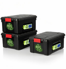 IRIS Durable Plastic Storage Case, 40L, Set of 3, Black, SIA-40