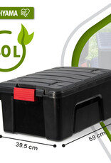 IRIS Duurzame Plastic Opbergkoffer, 40L, Set van 3, Zwart, SIA-40