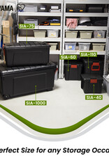 IRIS Duurzame Plastic Opbergkoffer, 40L, Set van 3, Zwart, SIA-40