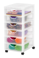 IRIS plastic opbergtoren op wielen, 6 kleine lades, wit, DDDC-360