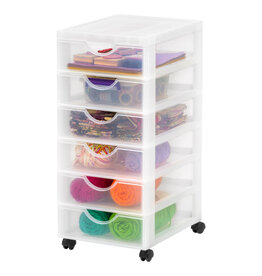 IRIS plastic opbergtoren op wielen, 6 kleine lades, wit, DDDC-360