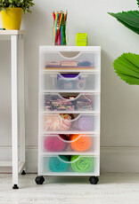 IRIS plastic opbergtoren op wielen, 6 kleine lades, wit, DDDC-360