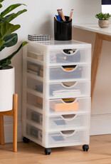 IRIS plastic opbergtoren op wielen, 6 kleine lades, wit, DDDC-360