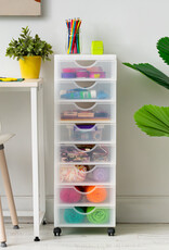 IRIS plastic opbergtoren op wielen, 8 kleine lades, wit, DDDC-380