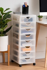 IRIS plastic opbergtoren op wielen, 8 kleine lades, wit, DDDC-380