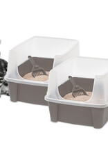 IRIS Set van 2, kattenbak, met hoge zijkanten, voor katten, CLH-12, Taupe